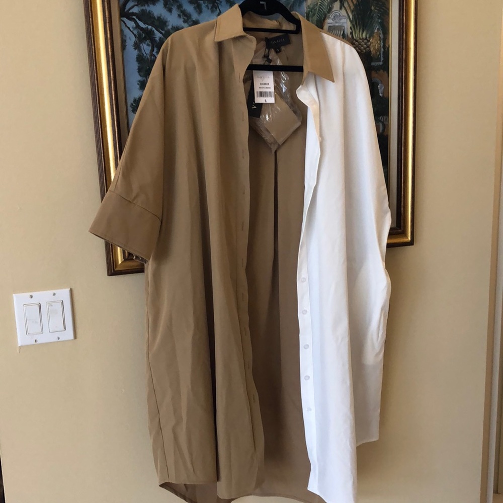 🆕💛Gracia Classic button down belted, 3/4 sleeve Color Blocked Trench Coat